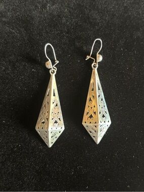 Vintage Erick’s 3-D Teardrop Pyramid Earrings made in Taxco, Mexico